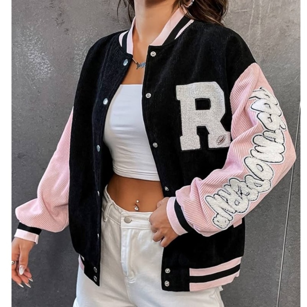 Black and Pink Varsity Jacket